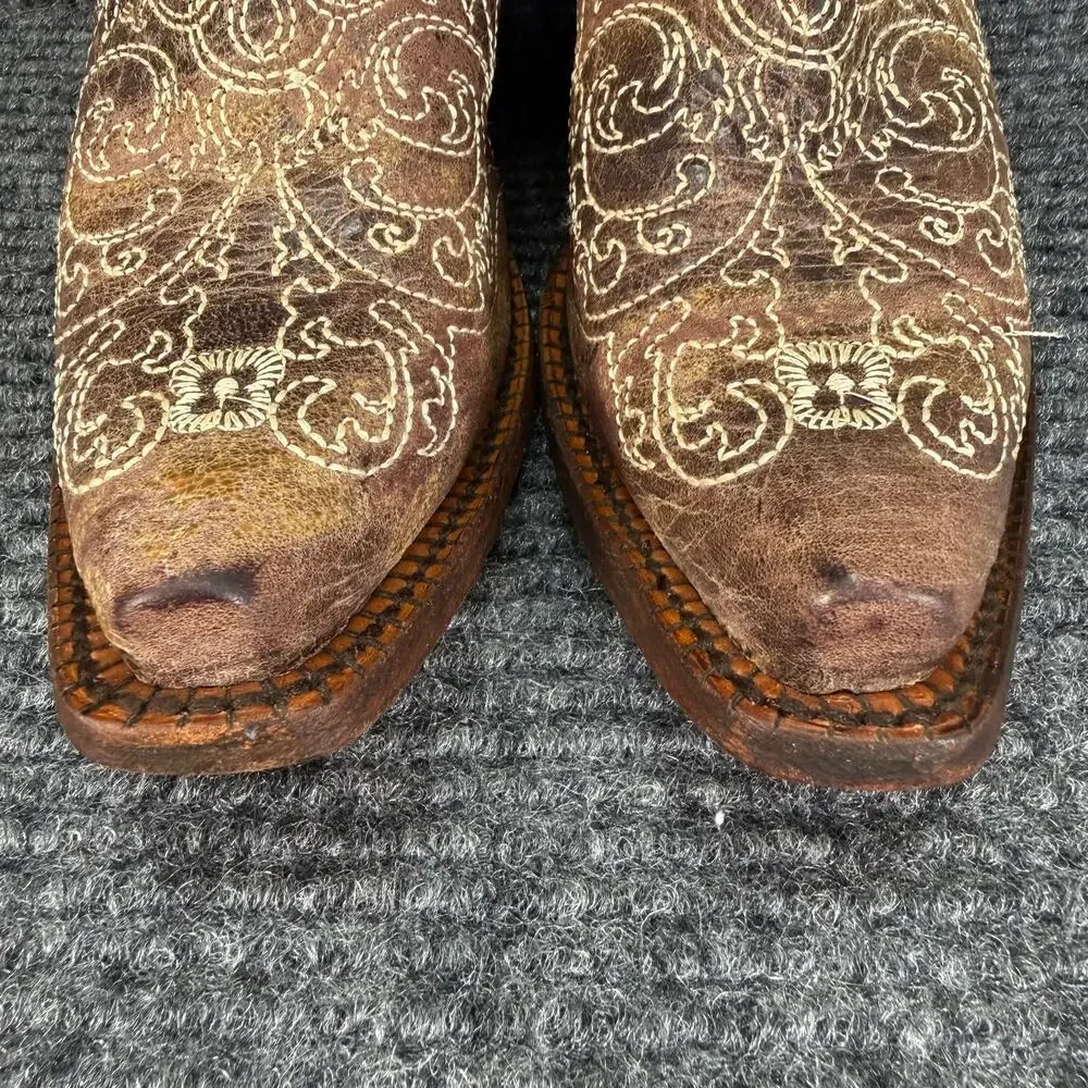 Corral Teens 2.5T Western Cowboy Boots Brown Embroidered Fits Women's 4.5